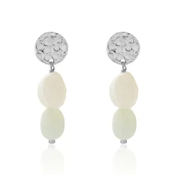 Boucles D'oreilles Pendantes Aroha Argent Blanc Amazonite Perle