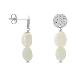Boucles D'oreilles Pendantes Aroha Argent Blanc Amazonite Perle