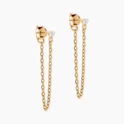 Boucles D'oreilles Pendantes Plaqué Or Lienard Oxydes De Zirconium