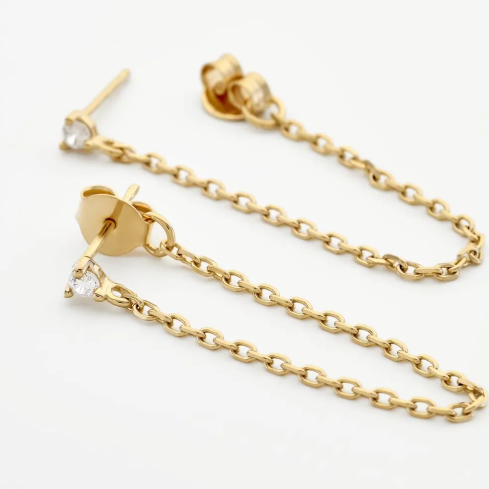 Boucles D'oreilles Pendantes Plaqué Or Lienard Oxydes De Zirconium