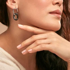 Boucles D'oreilles Pendantes Korey Argent Blanc Céramique