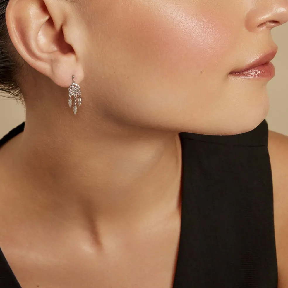 Boucles D'oreilles Pendantes Oniria Argent Blanc