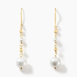 Boucles D'oreilles Pendantes Bindy Or Jaune Perle De Culture