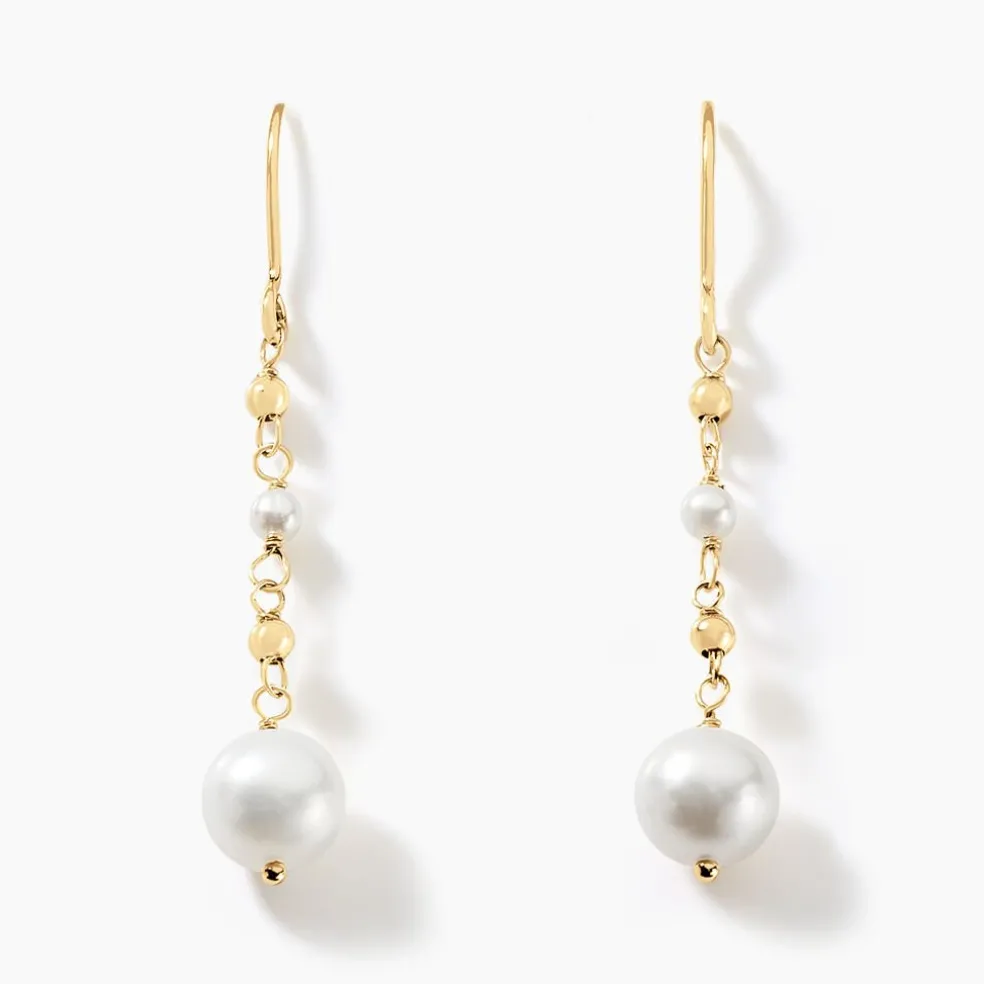 Boucles D'oreilles Pendantes Bindy Or Jaune Perle De Culture