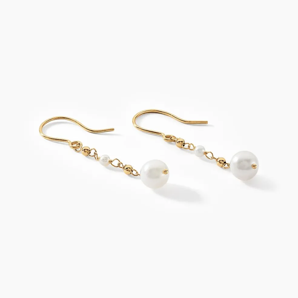 Boucles D'oreilles Pendantes Bindy Or Jaune Perle De Culture