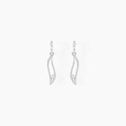 Boucles D'oreilles Pendantes Ysanna Or Blanc Oxyde De Zirconium