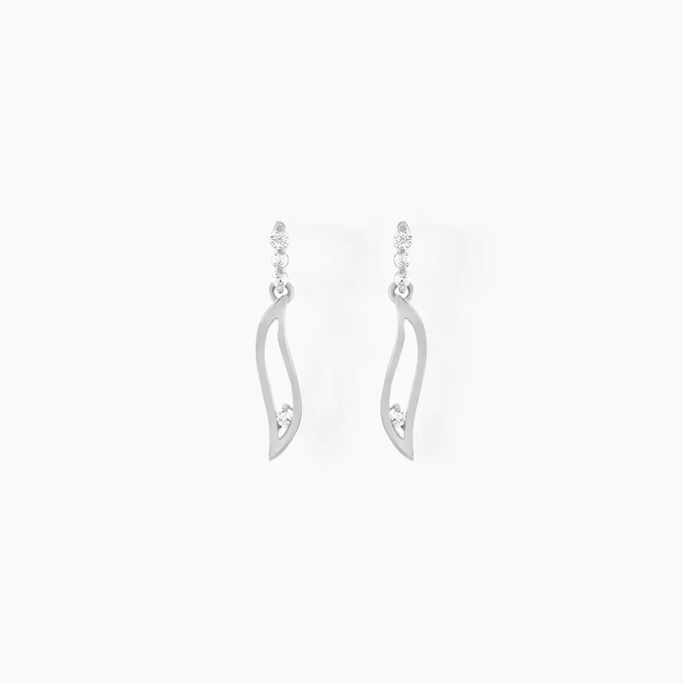 Boucles D'oreilles Pendantes Ysanna Or Blanc Oxyde De Zirconium