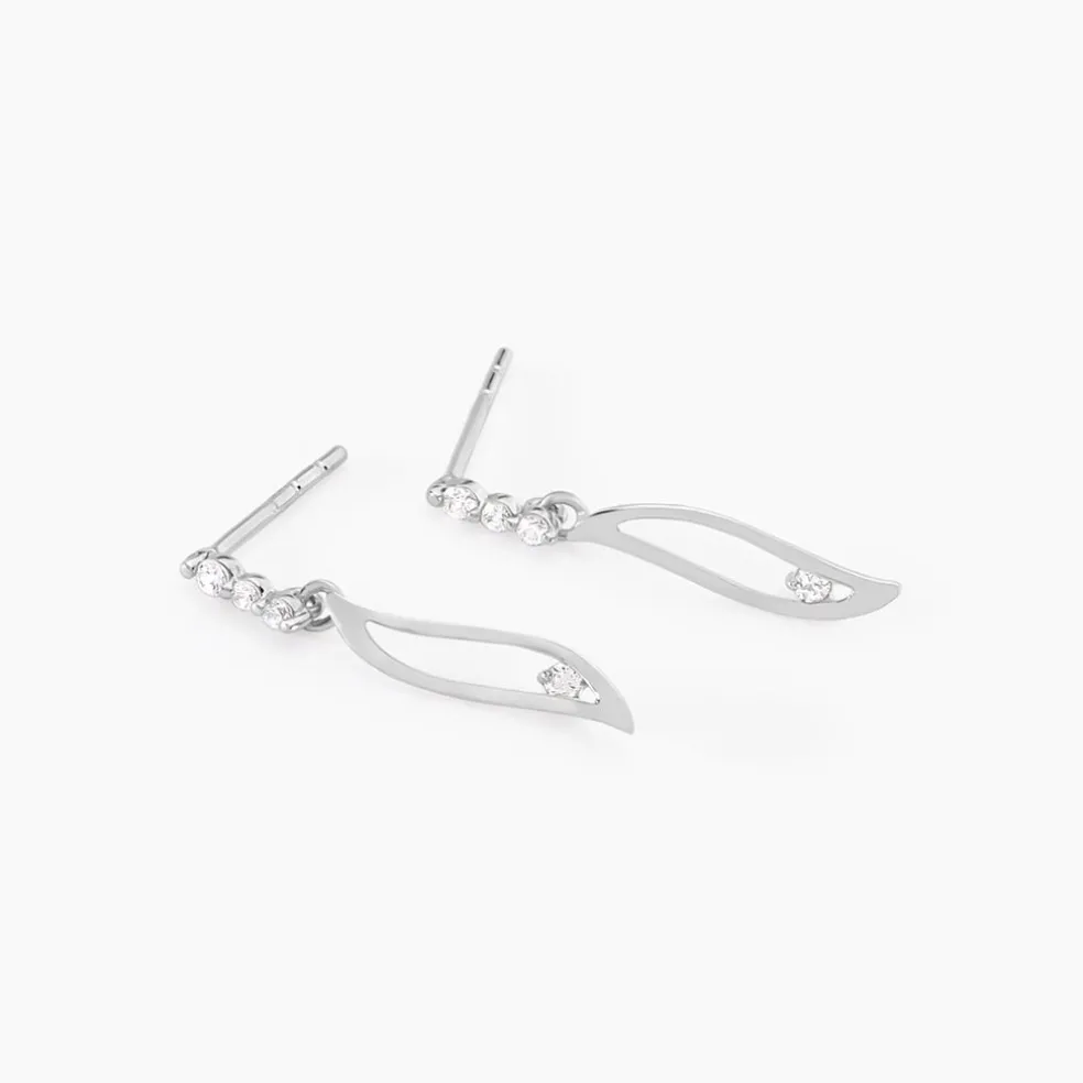 Boucles D'oreilles Pendantes Ysanna Or Blanc Oxyde De Zirconium