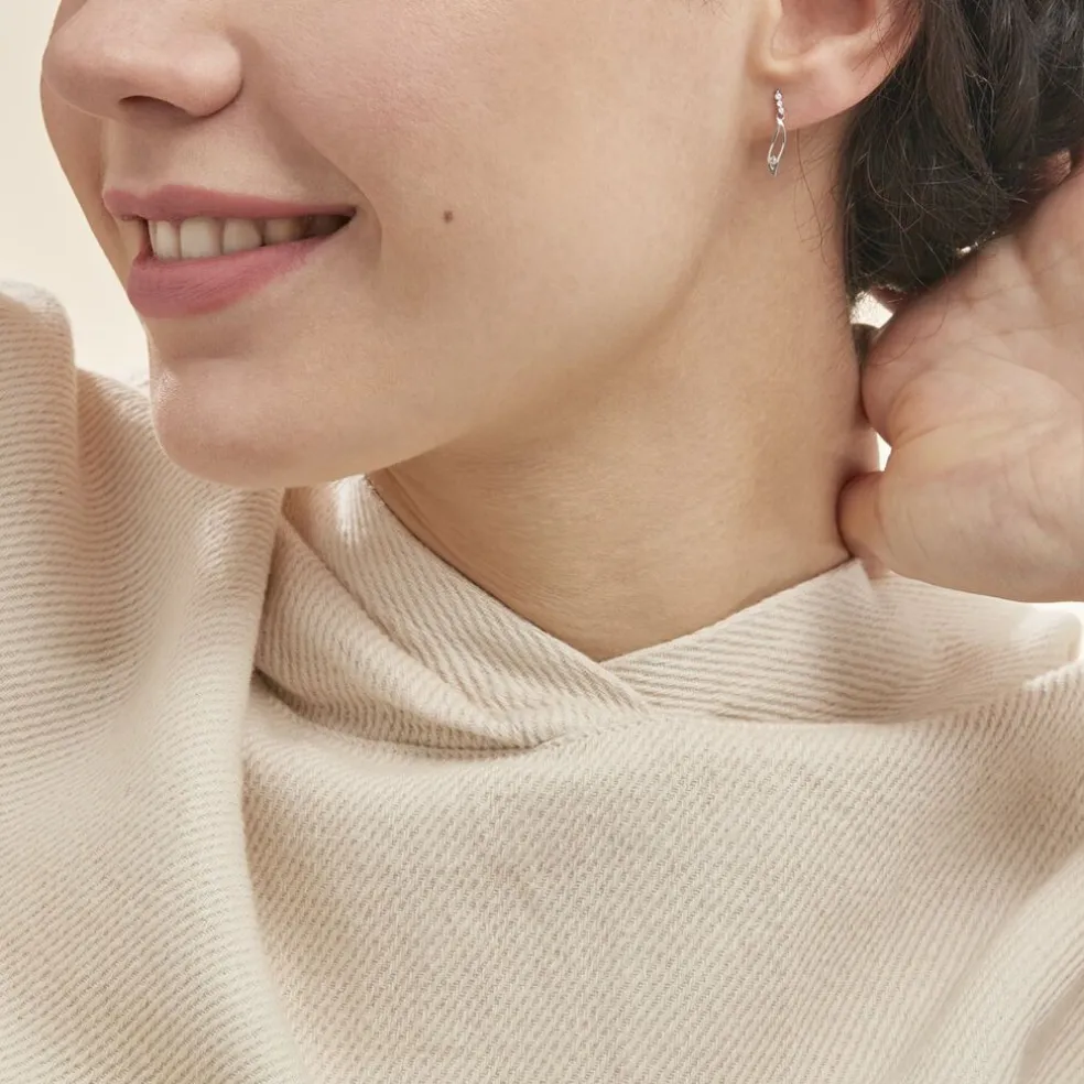 Boucles D'oreilles Pendantes Ysanna Or Blanc Oxyde De Zirconium