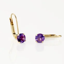 Boucles D'oreilles Pendantes Or Jaune Zoe Améthyste