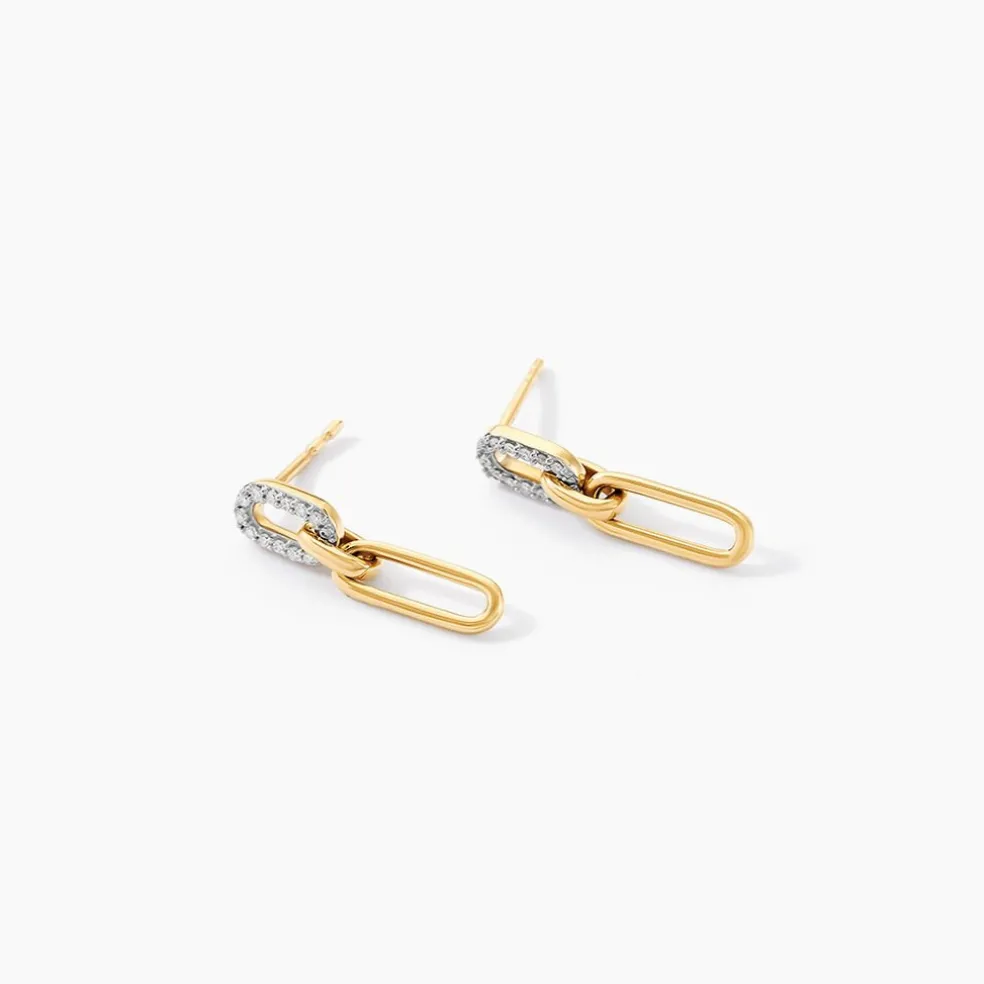Boucles D'oreilles Pendantes Infinite Love Or Jaune Diamant