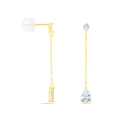 Boucles D'oreilles Pendantes Regane Or Jaune Oxyde De Zirconium