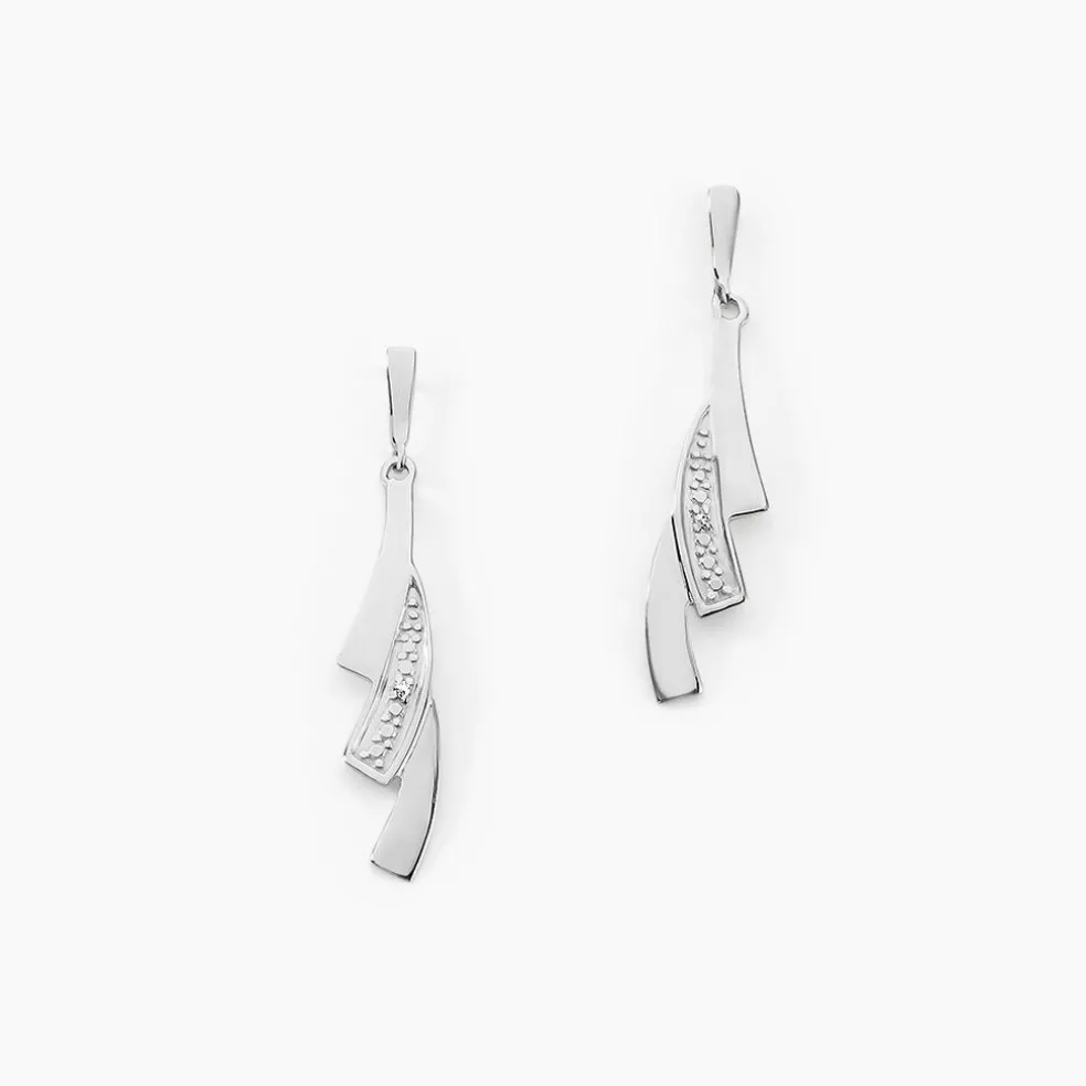 Boucles D'oreilles Pendantes Ainhoa Or Blanc Diamant