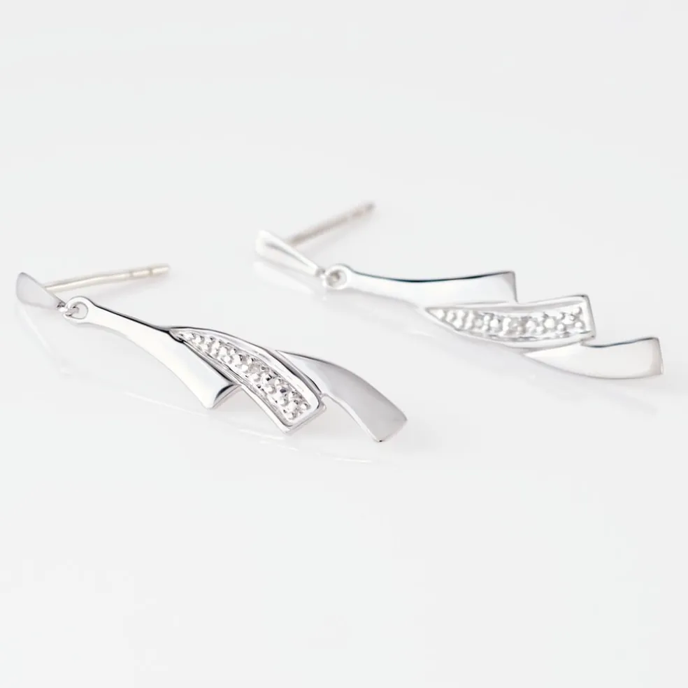 Boucles D'oreilles Pendantes Ainhoa Or Blanc Diamant