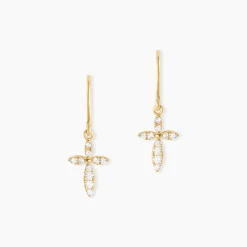 Boucles D'oreilles Pendantes Chastity Or Jaune Oxyde De Zirconium