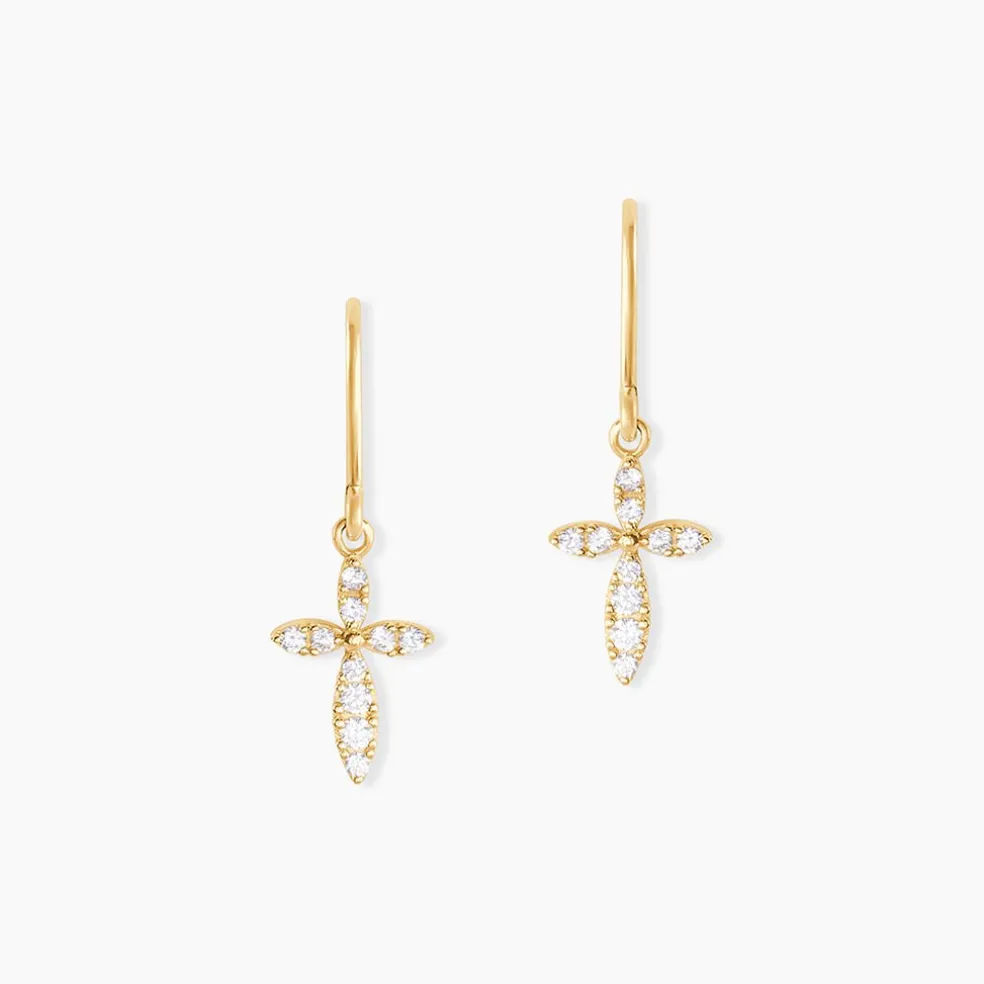 Boucles D'oreilles Pendantes Chastity Or Jaune Oxyde De Zirconium