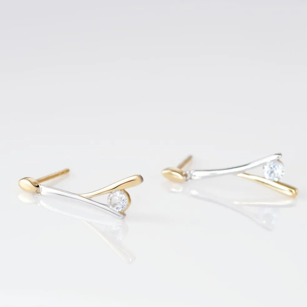 Boucles D'oreilles Pendantes Madli Or Bicolore Topaze