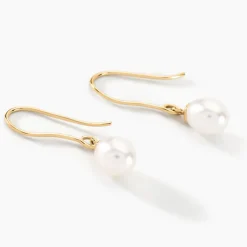 Boucles D'oreilles Pendantes Baroque Or Jaune Perle De Culture