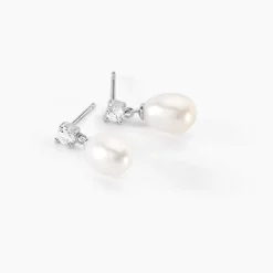 Boucles D'oreilles Pendantes Dolores Argent  Perle De Culture Et Oxyde