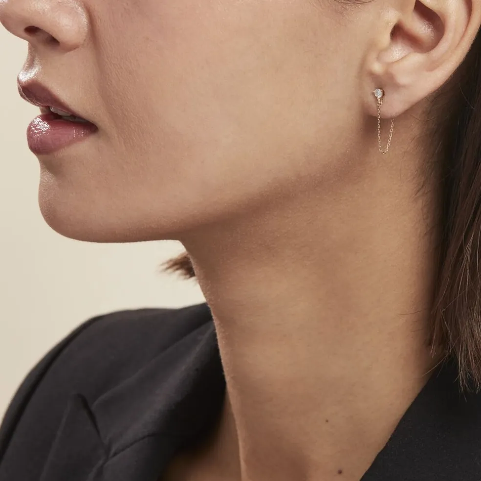 Boucles D'oreilles Pendantes Or Jaune Acierna Oxyde De Zirconium