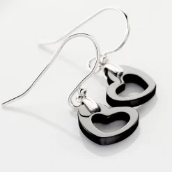 Boucles D'oreilles Pendantes Alena Argent Blanc Céramique Et Oxyde