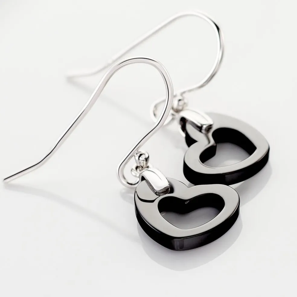 Boucles D'oreilles Pendantes Alena Argent Blanc Céramique Et Oxyde