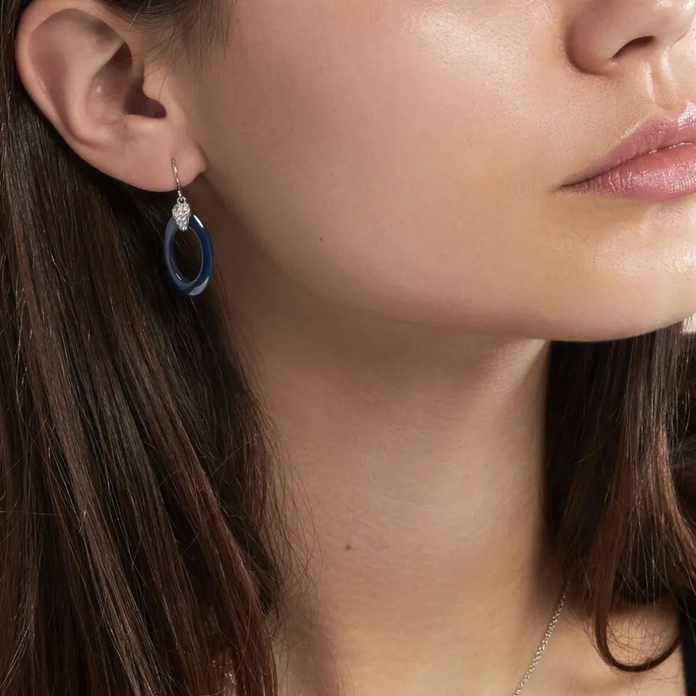 Boucles D'oreilles Pendantes Peer Argent Blanc Oxyde De Zirconium