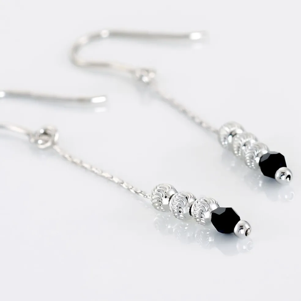 Boucles D'oreilles Pendantes Cyprielle Argent Blanc Pierre De Synthese
