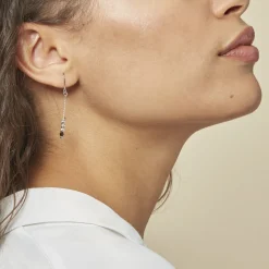 Boucles D'oreilles Pendantes Cyprielle Argent Blanc Pierre De Synthese