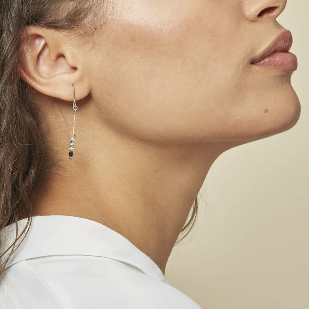 Boucles D'oreilles Pendantes Cyprielle Argent Blanc Pierre De Synthese