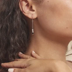 Boucles D'oreilles Pendantes Cyprielle Argent Blanc Pierre De Synthese