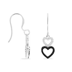 Boucles D'oreilles Pendantes Lio Argent Blanc Oxyde De Zirconium