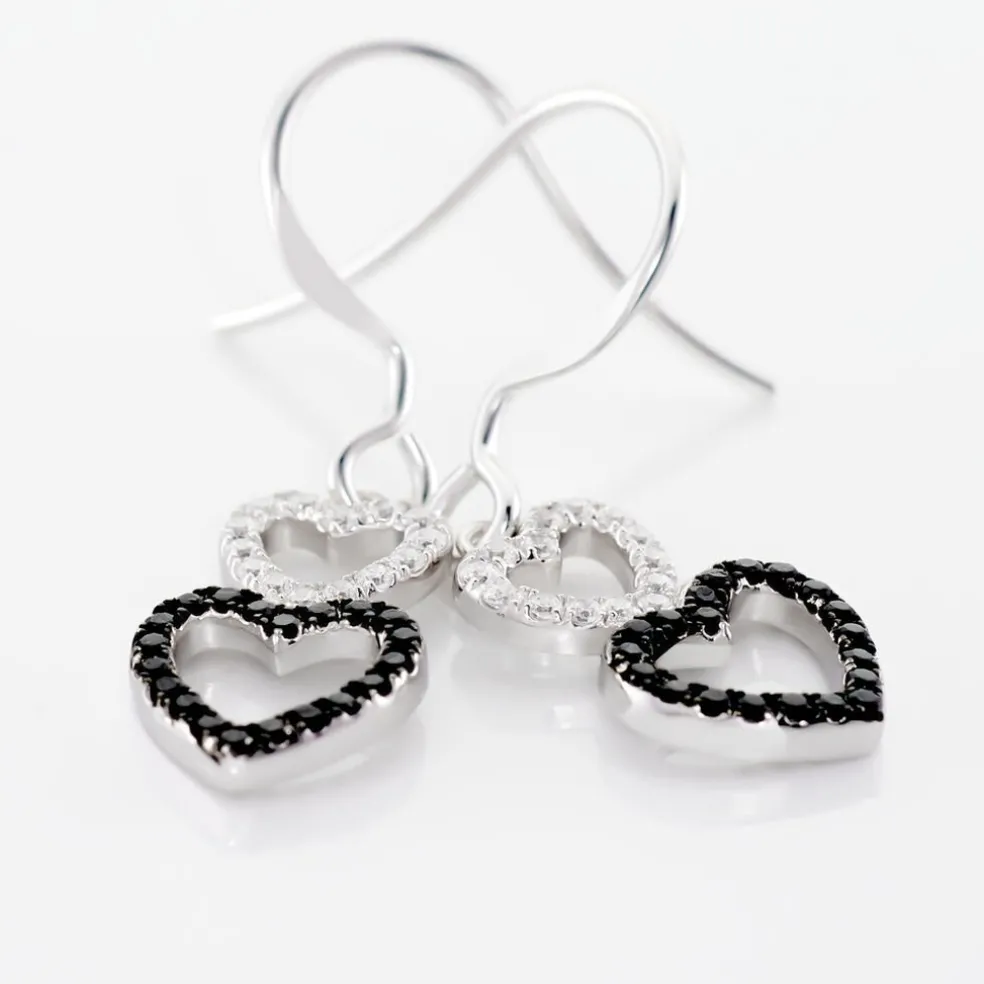 Boucles D'oreilles Pendantes Lio Argent Blanc Oxyde De Zirconium
