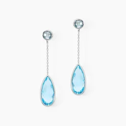 Boucles D'oreilles Pendantes Denis Or Blanc Topaze