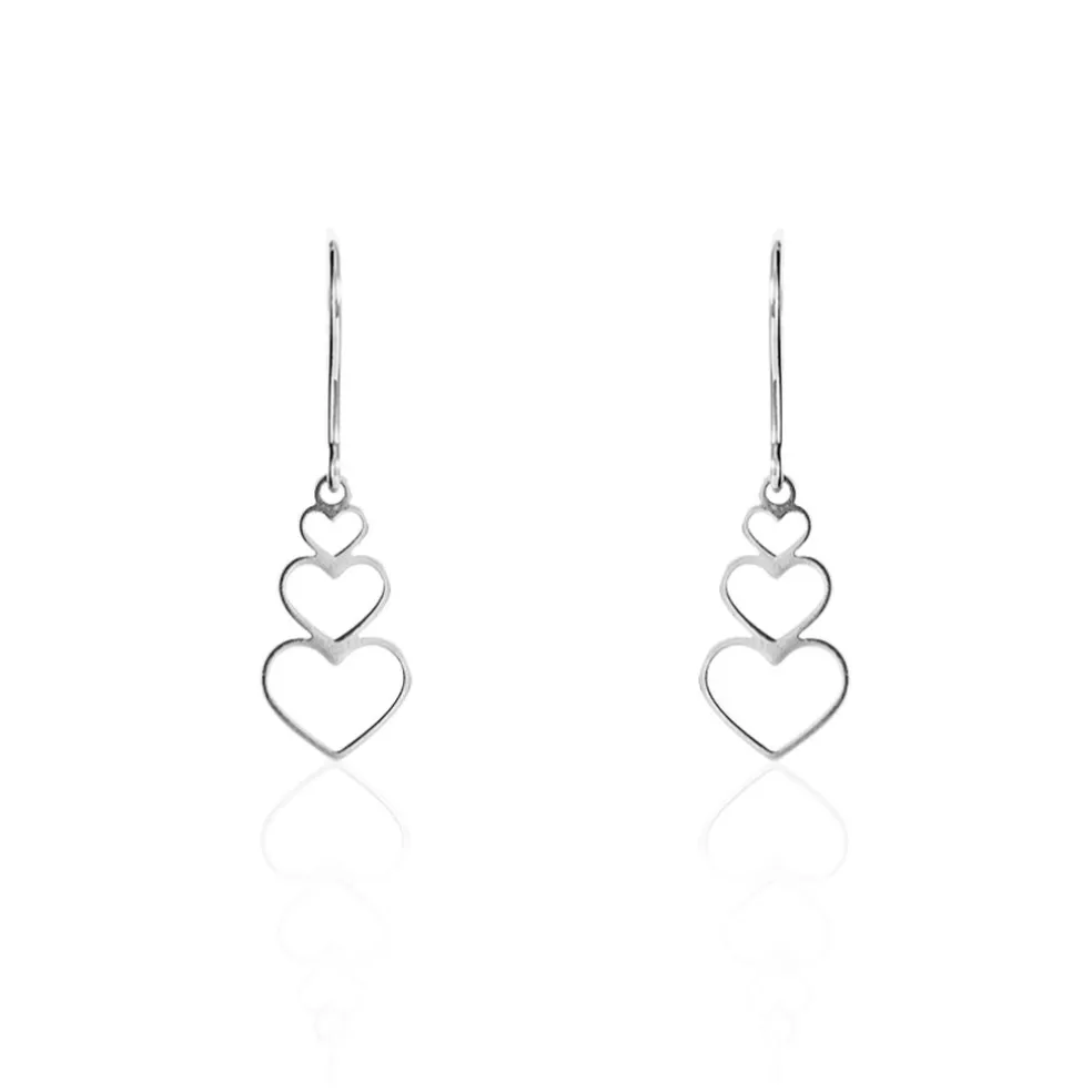 Boucles D'oreilles Pendantes Love Love Argent Blanc