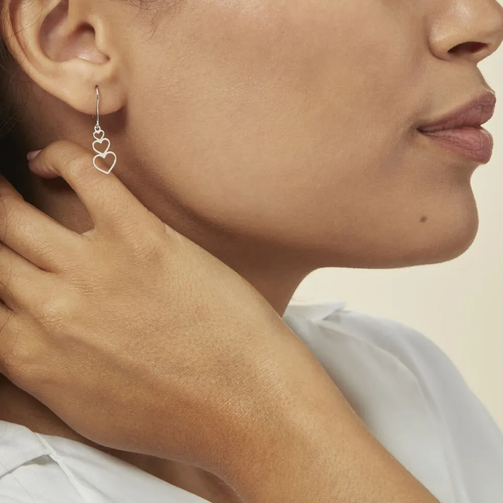 Boucles D'oreilles Pendantes Love Love Argent Blanc