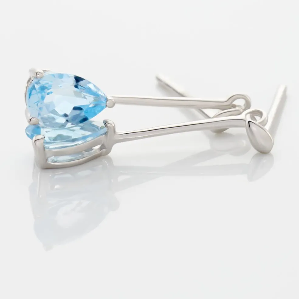 Boucles D'oreilles Pendantes Goutte Or Blanc Topaze