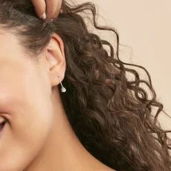 Boucles D'oreilles Pendantes Goutte Or Blanc Topaze