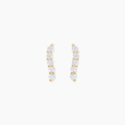 Boucles D'oreilles Pendantes Dahina Or Jaune Oxyde De Zirconium