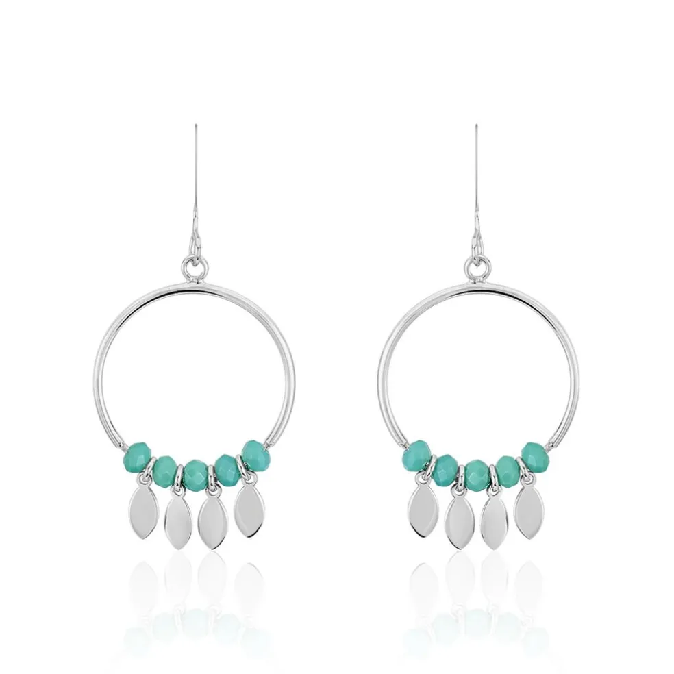 Boucles D'oreilles Pendantes Polyna Argent Blanc Pierre De Synthese