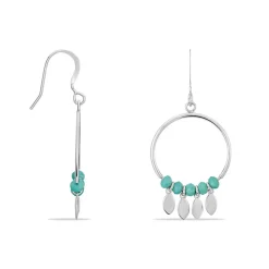 Boucles D'oreilles Pendantes Polyna Argent Blanc Pierre De Synthese