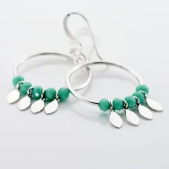 Boucles D'oreilles Pendantes Polyna Argent Blanc Pierre De Synthese