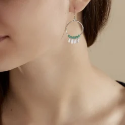 Boucles D'oreilles Pendantes Polyna Argent Blanc Pierre De Synthese