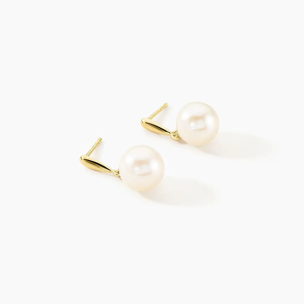 Boucles D'oreilles Pendantes Sibylle Or Jaune Perle De Culture