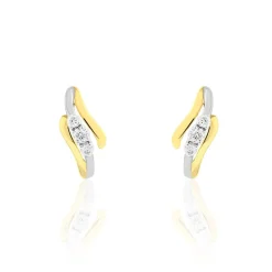 Boucles D'oreilles Pendantes Mayline Or Bicolore Diamant