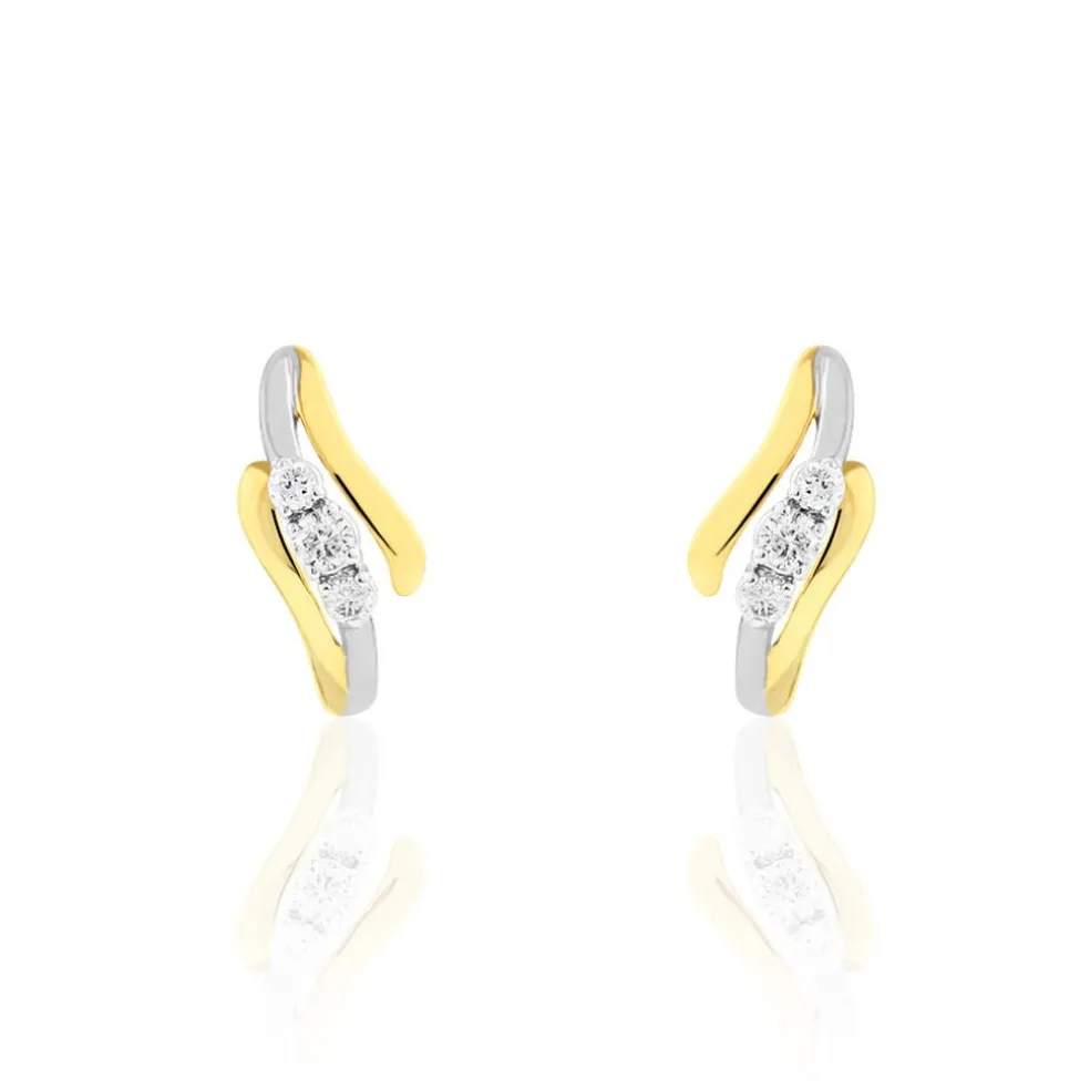 Boucles D'oreilles Pendantes Mayline Or Bicolore Diamant