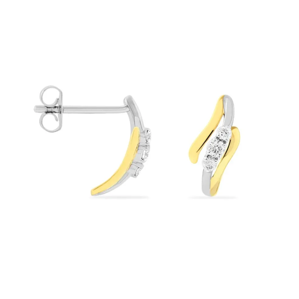 Boucles D'oreilles Pendantes Mayline Or Bicolore Diamant