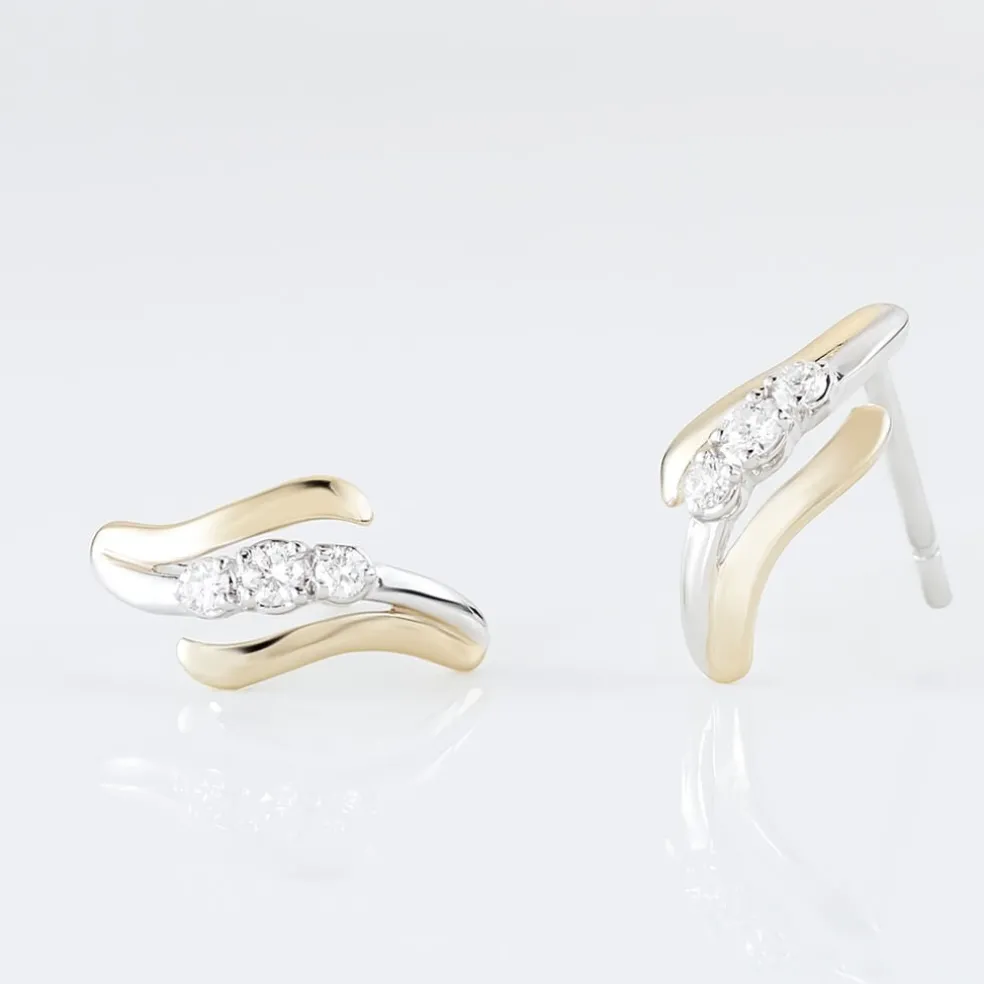 Boucles D'oreilles Pendantes Mayline Or Bicolore Diamant