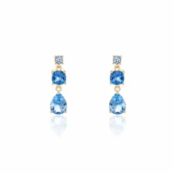 Boucles D'oreilles Pendantes Huffie Plaqué Or Jaune Pierre D'imitation