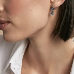 Boucles D'oreilles Pendantes Huffie Plaqué Or Jaune Pierre D'imitation